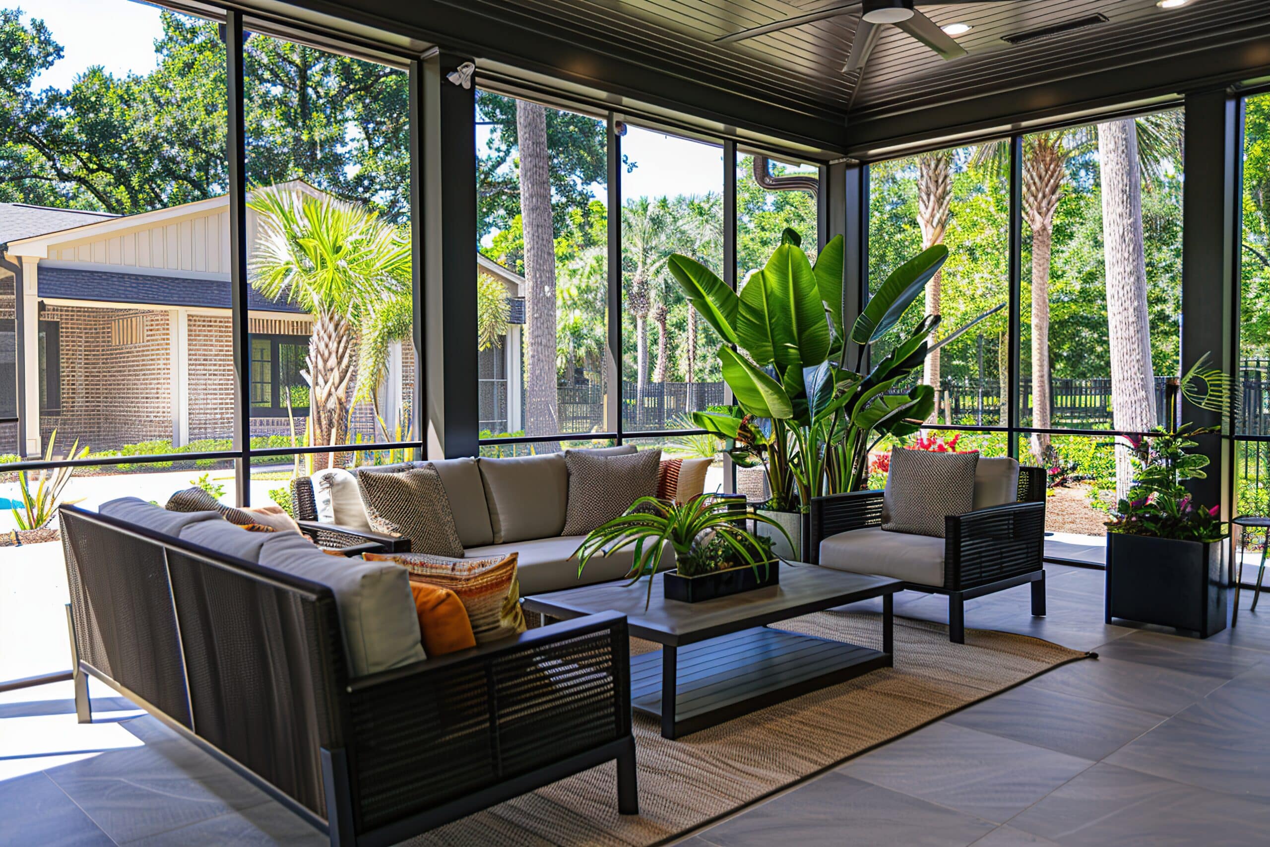 Modern Patio with a View of Lush Greenery